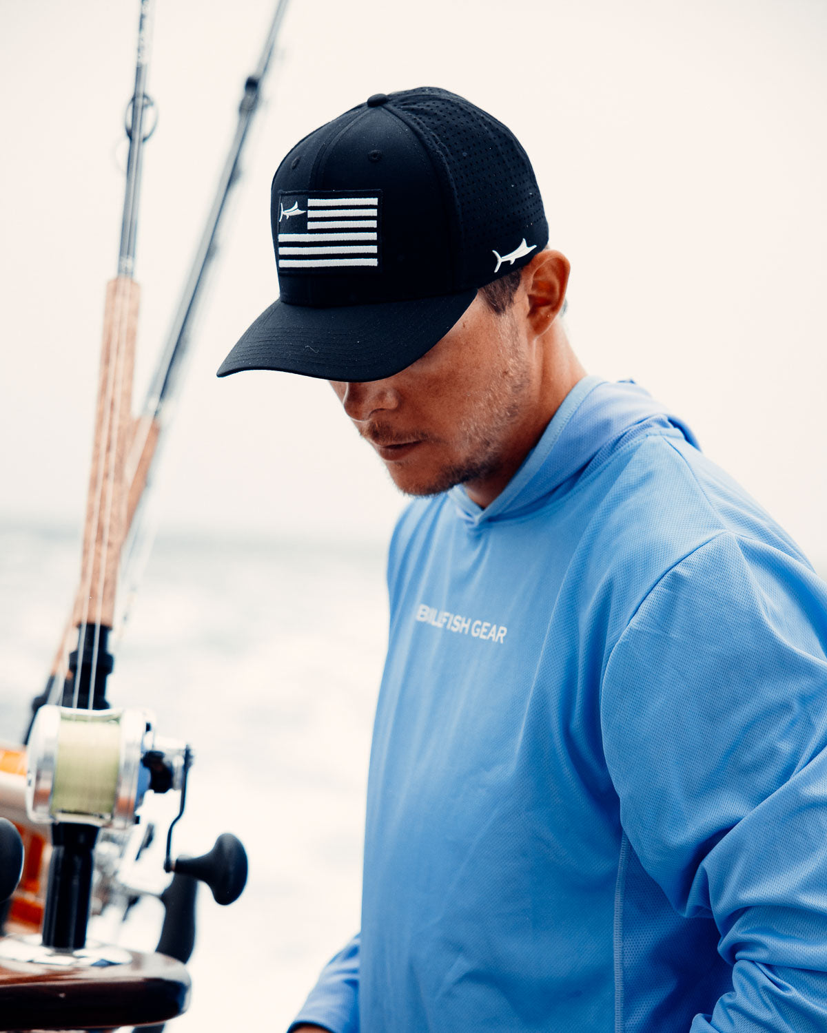 Bass Fisherman Hat for Angler American Flag Hat Custom Richardson